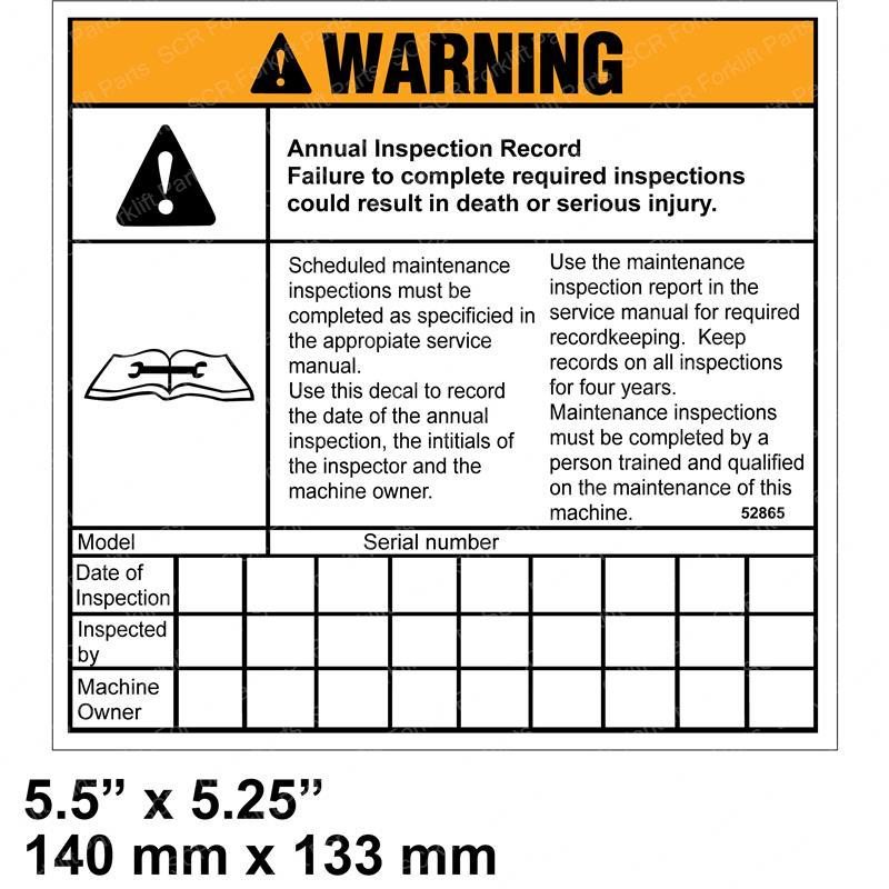DECAL - ANNUAL INSPECTION JLGN52865-ALT jlgn52865-alt product image