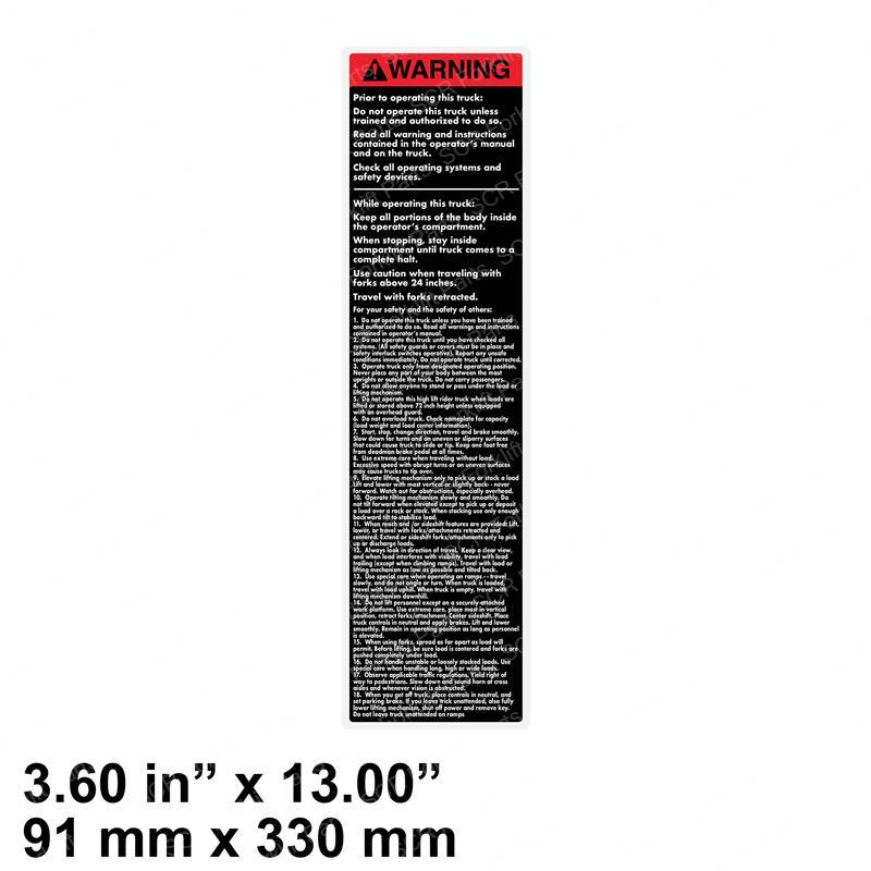 WARNING DECAL GEN RA411-885 ra411-885 product image