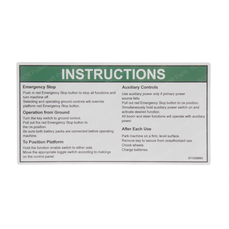 DECAL - OPERATION INSTUCTIONS JLGN52947GT jlgn52947gt product image