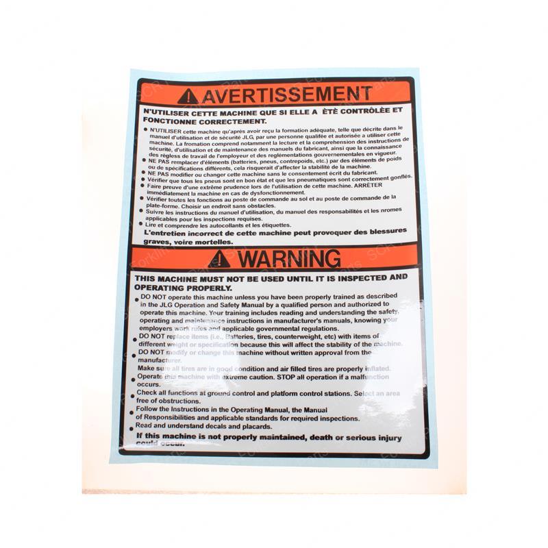 DECAL INSPECTION ENG/FRE(1350S JL1705347 jl1705347 product image