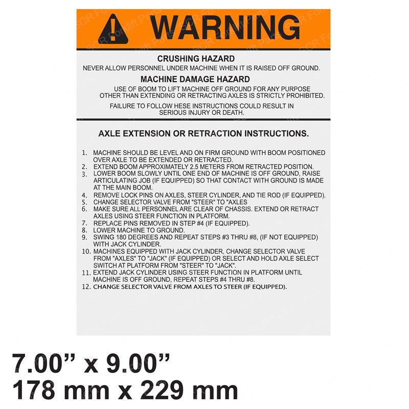 DECAL - WARNING (AXLE EXT/RET) JL1702888 jl1702888 product image
