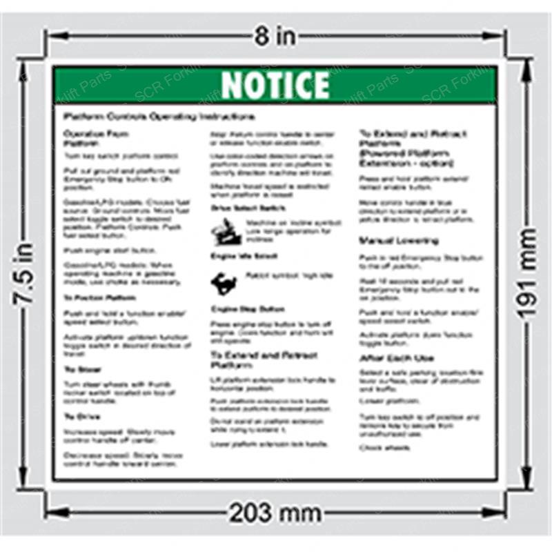 DECAL - PLAT OPER INSTRUCTIONS SY1230673 sy1230673 product image