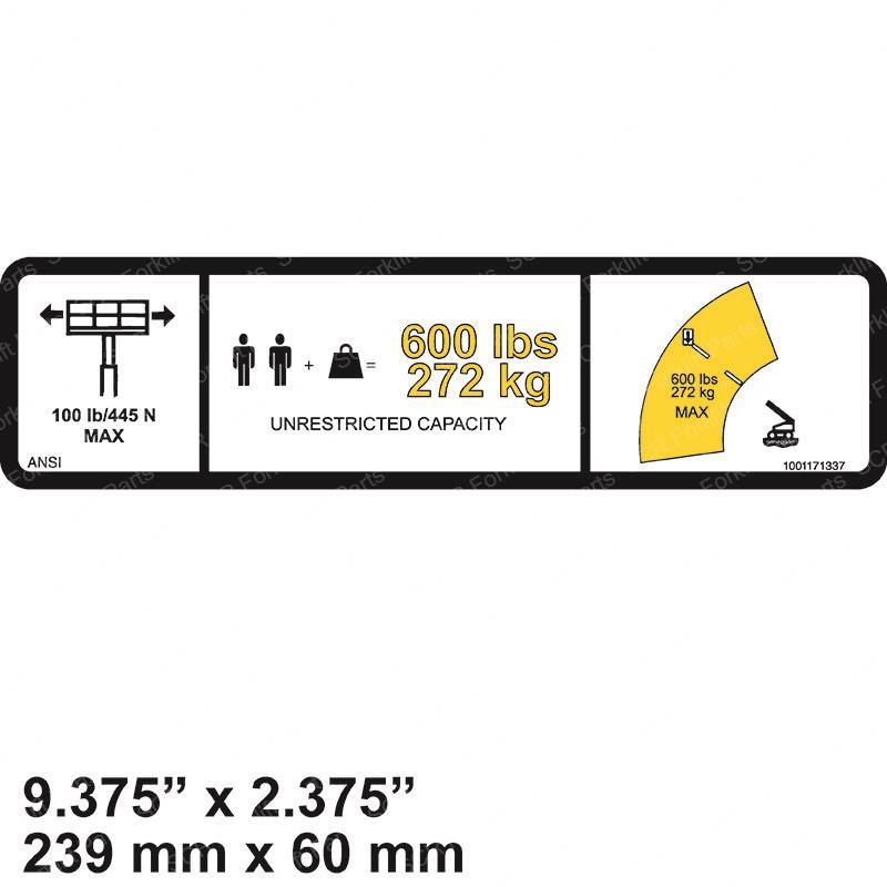 DECAL-WARNING MAX CAP. (ANSI) JL1001171337 jl1001171337 product image