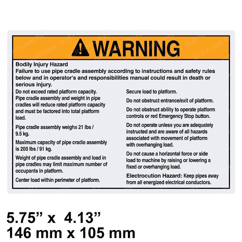 DECAL WARNING PIPE CRADLE BOOM JL72875GT jl72875gt product image