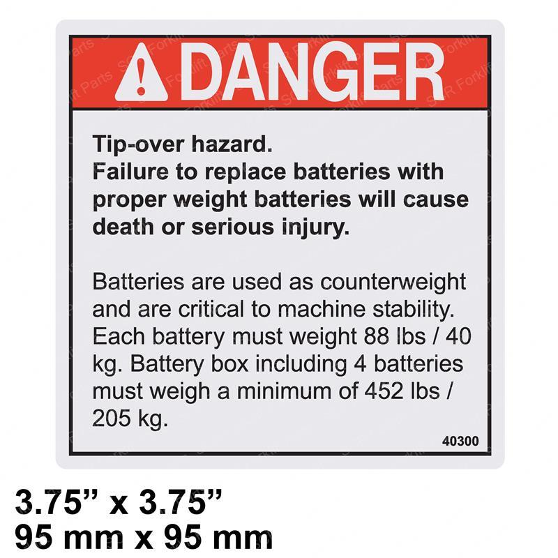 DECAL DANGER TIP-OVER BATTERY GN40300 gn40300 product image