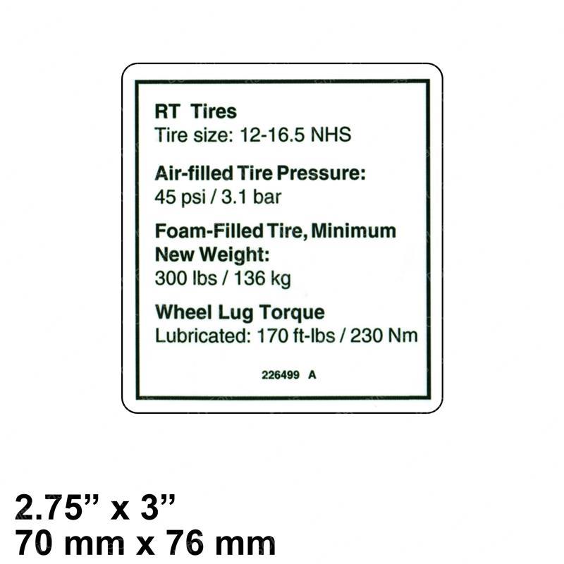 DECAL-NOTICE-TIRE PRESSURE JLGN226499GT jlgn226499gt product image