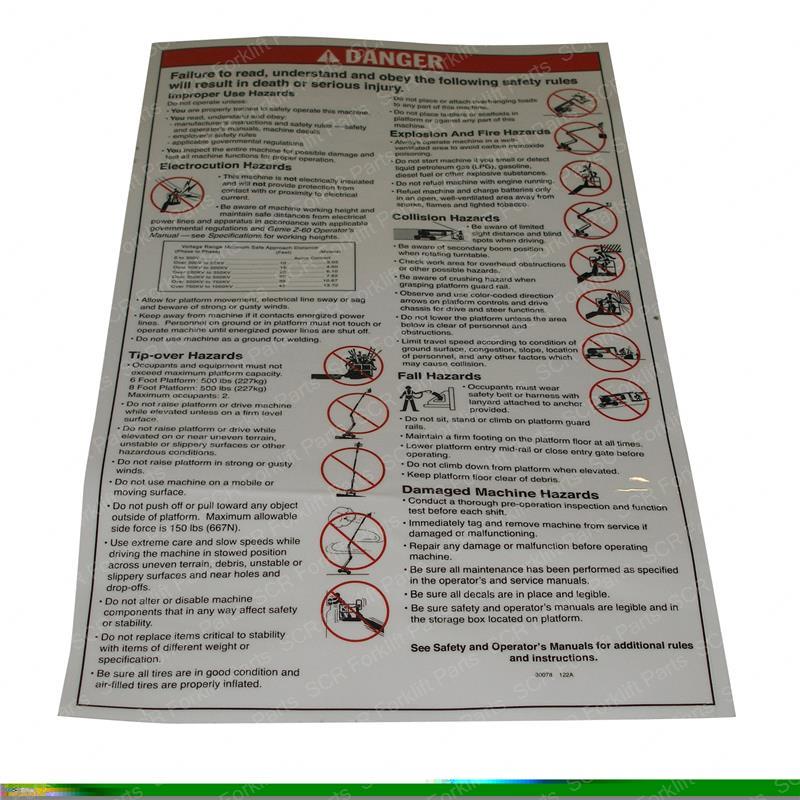 DECAL - DANGER GEN.SAFETY RULES GN30078GT gn30078gt product image