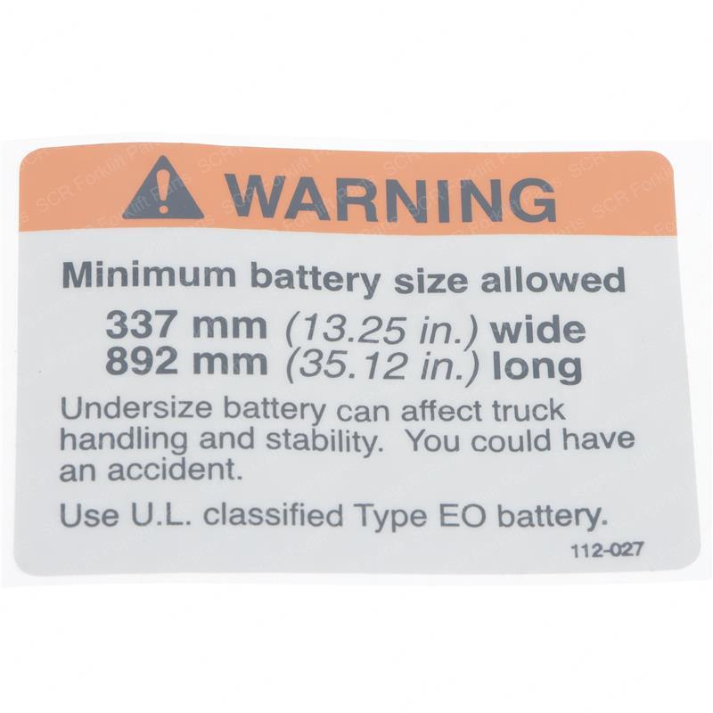WARNING BATTERY CR69112-27 cr69112-27 product image