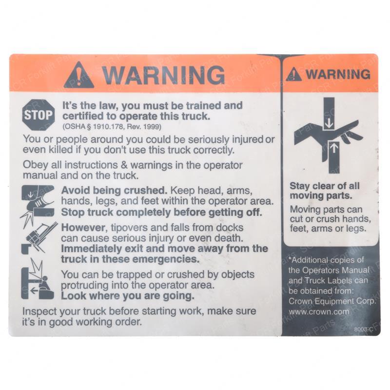 WARNING OPERATOR CR68003 cr68003 product image