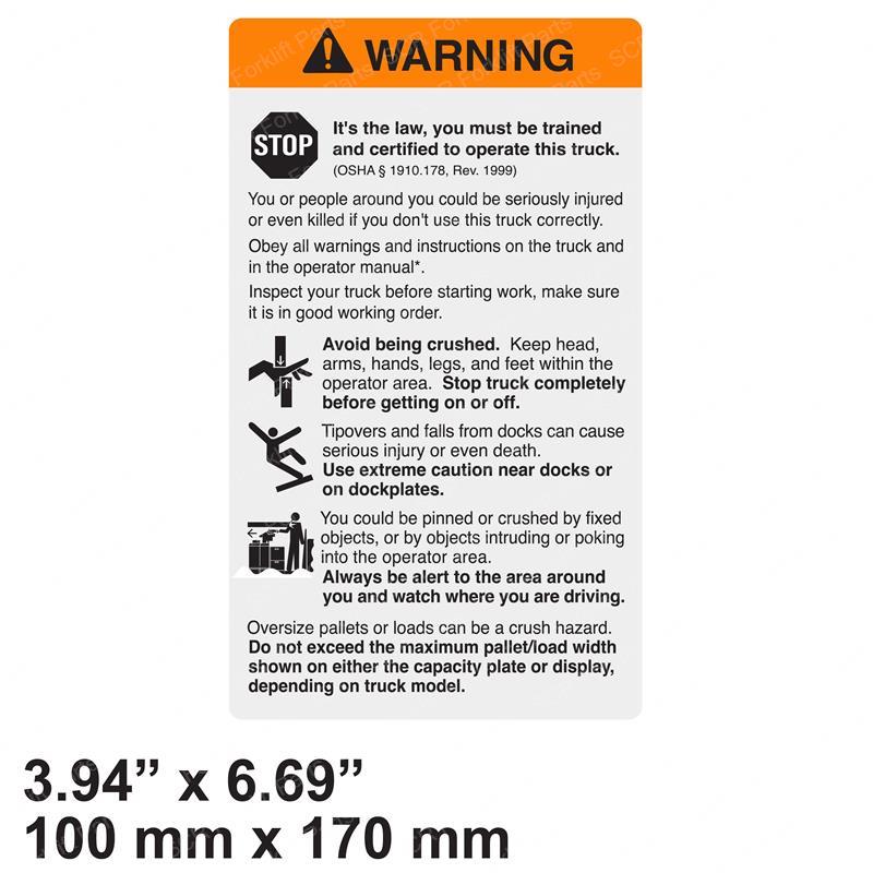 DECAL - WARNING GENERAL CR68066 cr68066 product image