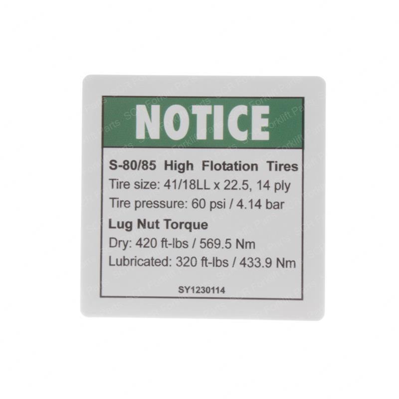 DECAL - TIRE SPECS SY1230114 sy1230114 product image