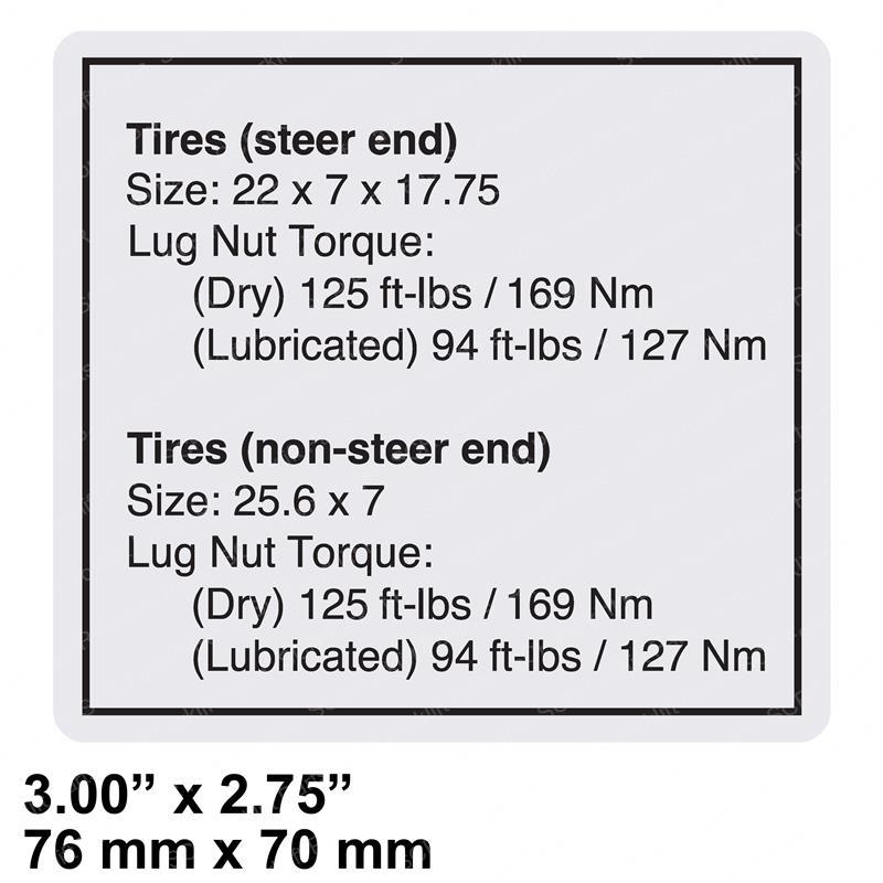 DECAL - TIRE SPECS SY1230009 sy1230009 product image