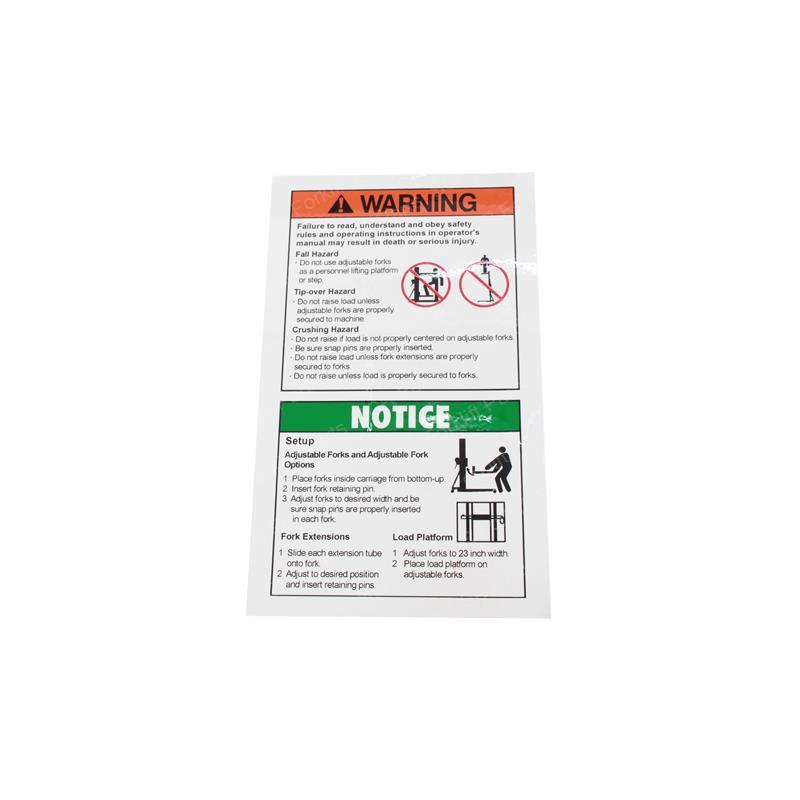 DECAL WARNING ADJ. FORK SETUP SY1243765 sy1243765 product image