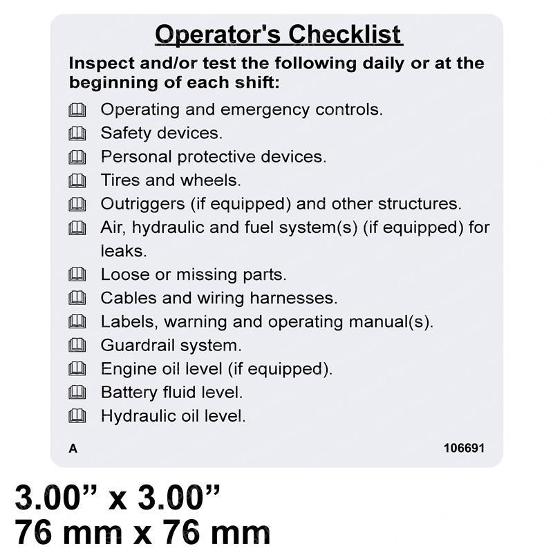 DECAL - CHECK LIST JLIP70123 jlip70123 product image
