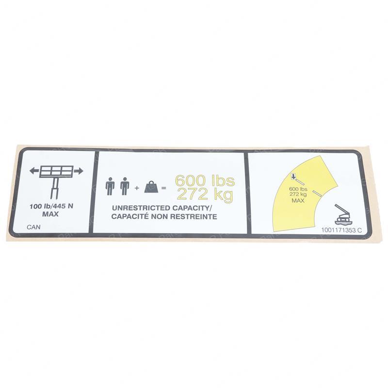DECAL,WARNING MAX CAP. (FRE) JL1001171353 jl1001171353 product image