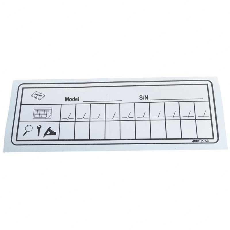 INSPECTION RECORD DECAL JC400/T2750 jc400-t2750 product image