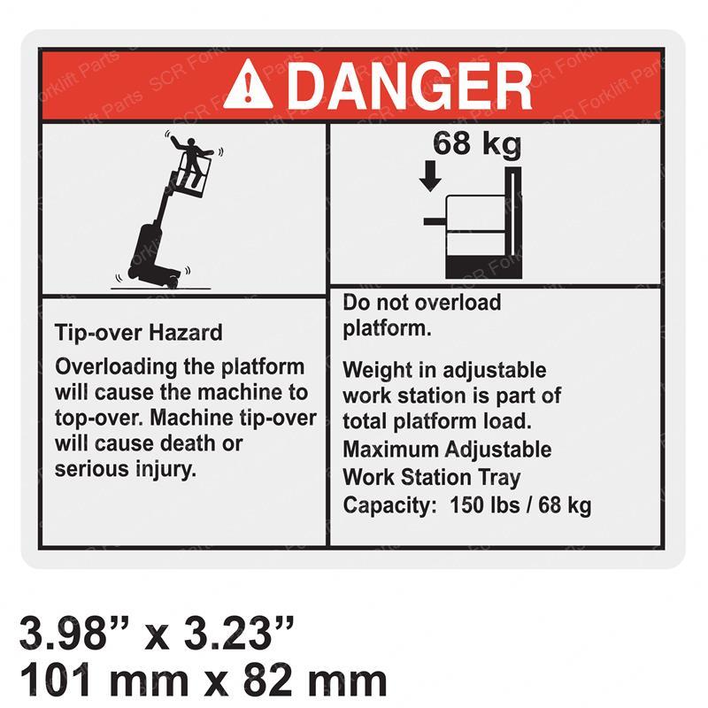 DECAL-DANGER MAX CAP ADJ TRAY GN109519 gn109519 product image