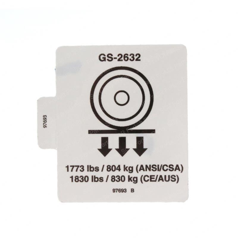 DECAL - MAX WHEEL LOAD GS-2632 GN97693GT gn97693gt product image