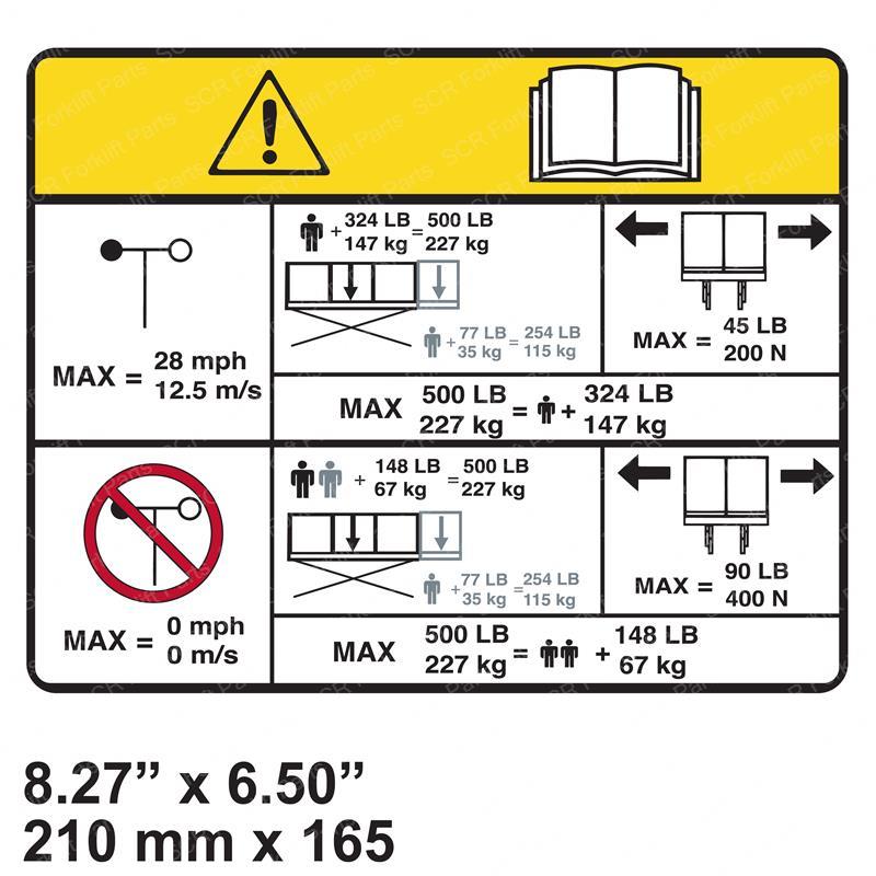 DECAL - CAPACITY ES1330L 227KG JL1001265839 jl1001265839 product image