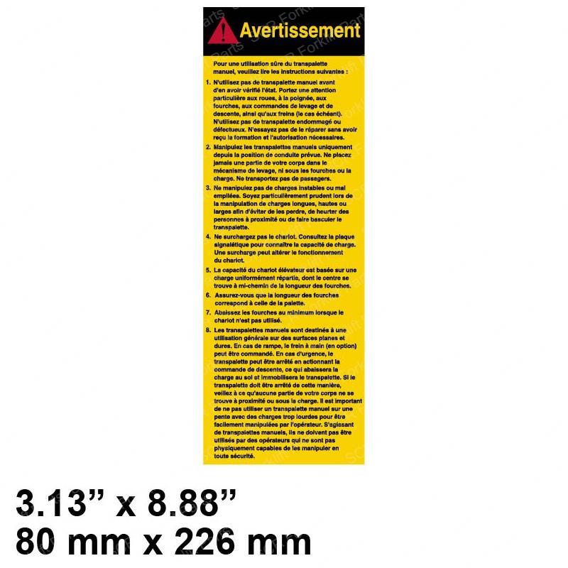 DECAL - WARN PALLET TRUCK (FR) SY1238760 sy1238760 product image