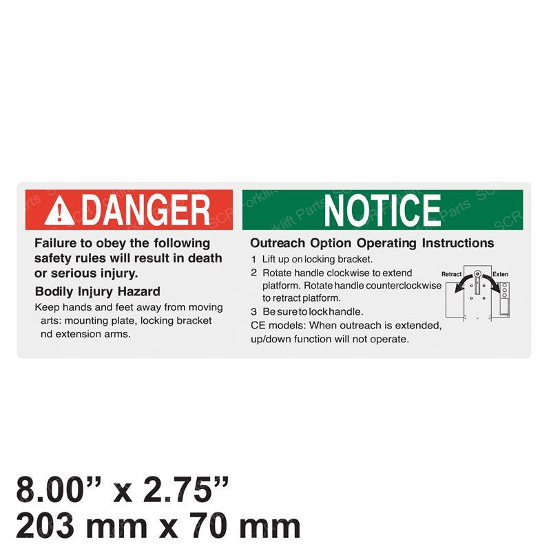 DECAL DANGER OUTRCH SAFE/SETUP GN38116 gn38116 product image