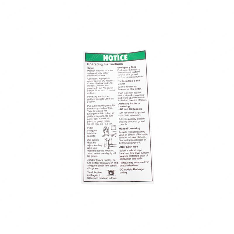 DECAL - NOTICE OPER.INST AWP-S SY1243375 sy1243375 product image