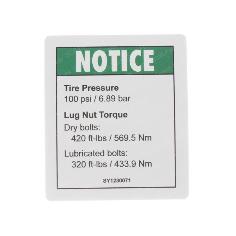 DECAL - NOTICE TIRE PRESSURE GN32999 gn32999 product image