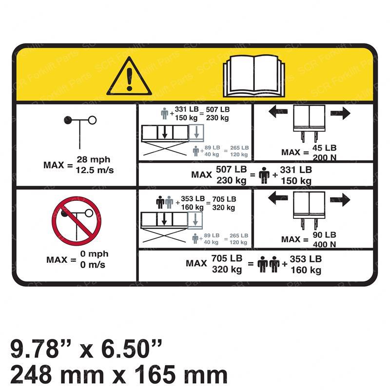DECAL - CAPACITY 705 LB/320 K JL1001237115 jl1001237115 product image