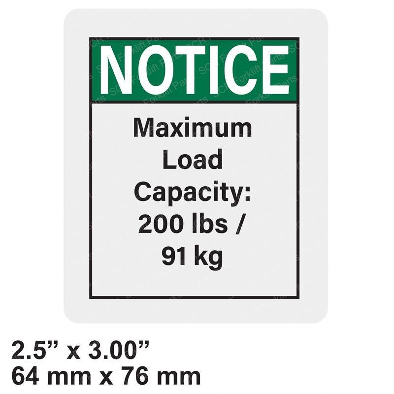 DECAL - NOTICE MAX CAP 200LB GN35555 gn35555 product image