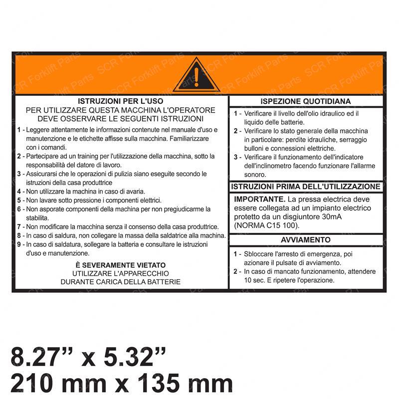 DECAL - OPERATING INSTRUCTIONS CR3078149640 cr3078149640 product image