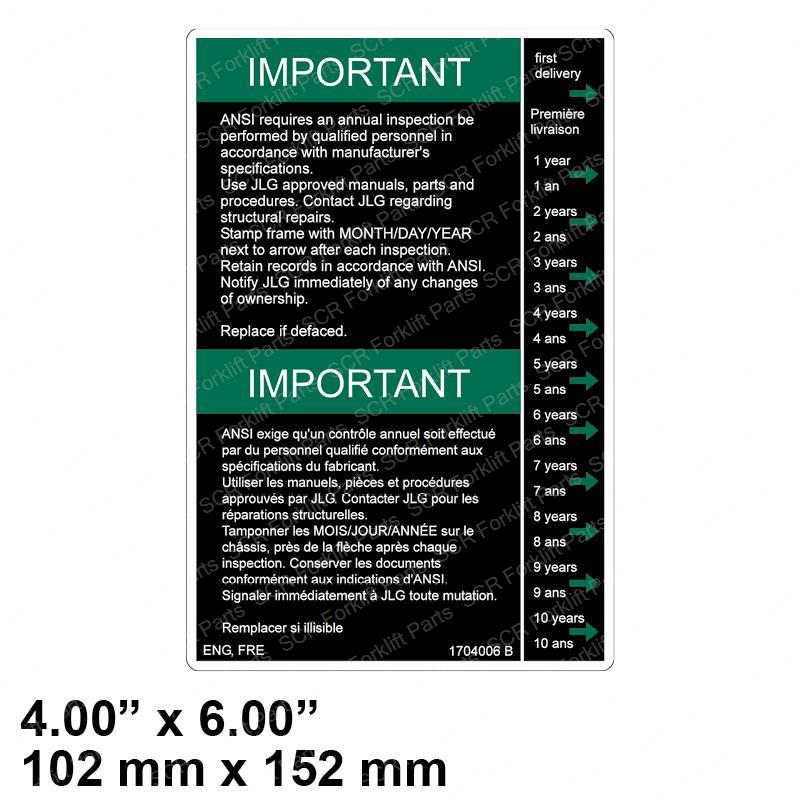 DECAL UPRIGHT LEVEL O/R (CAN) JL1704006 jl1704006 product image