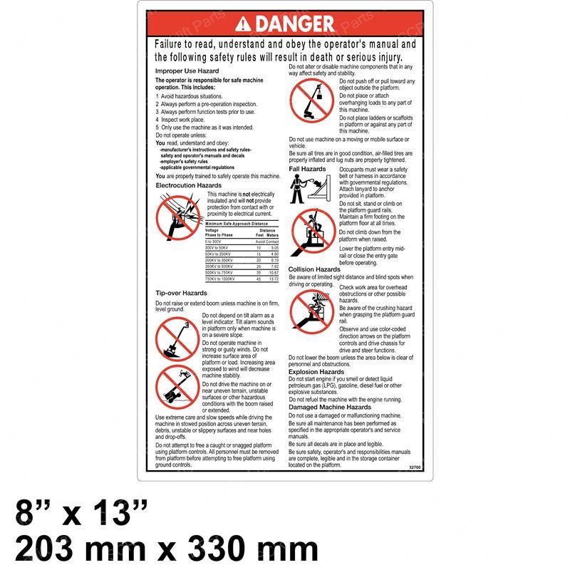DECAL - DANGER GEN SAFETY RULES GN32700GT gn32700gt product image