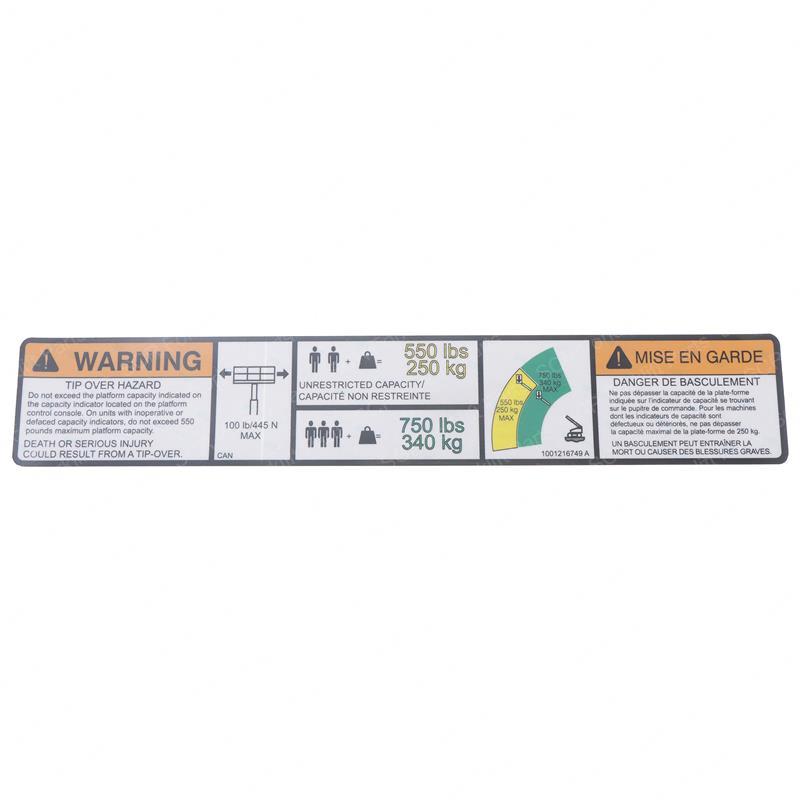 DECAL,WARNING DUAL CAP. (FRE) JL1001216749 jl1001216749 product image