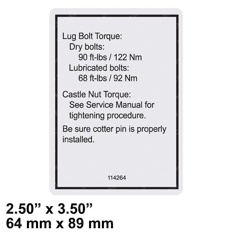 DECAL - NOTICE TIRE SPECS GN114264 gn114264 product image