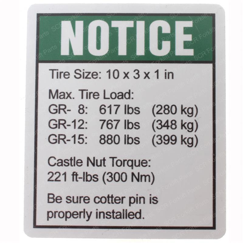DECAL - TIRE SPECS GN72156GT gn72156gt product image