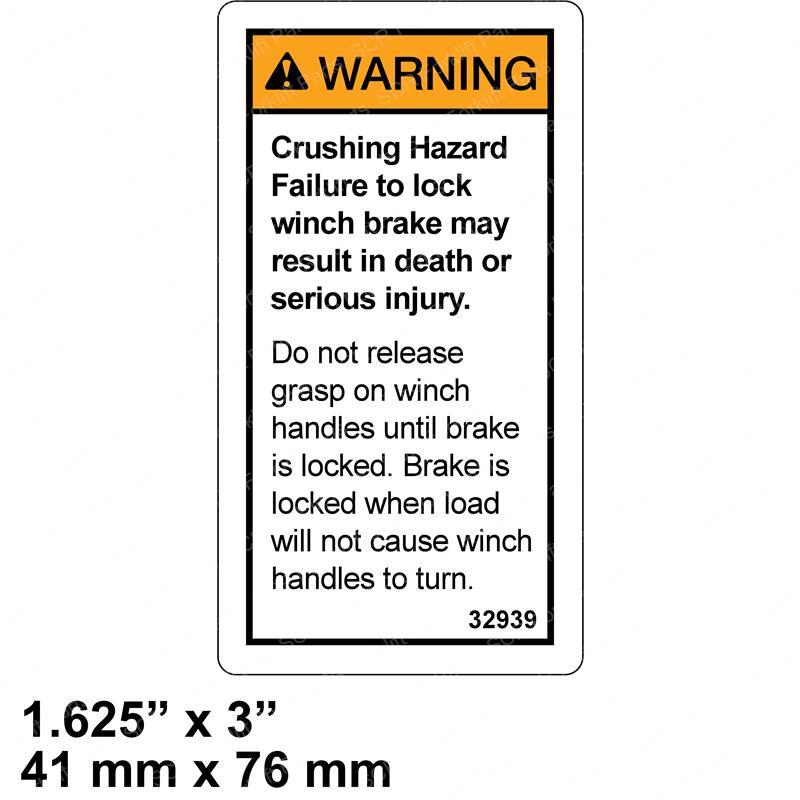 DECAL - CRUSHING HAZ/BRAKE LOCK SY1243405 sy1243405 product image