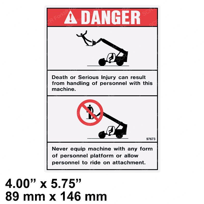 DECAL DANGER NO RIDERS JL97673GT jl97673gt product image