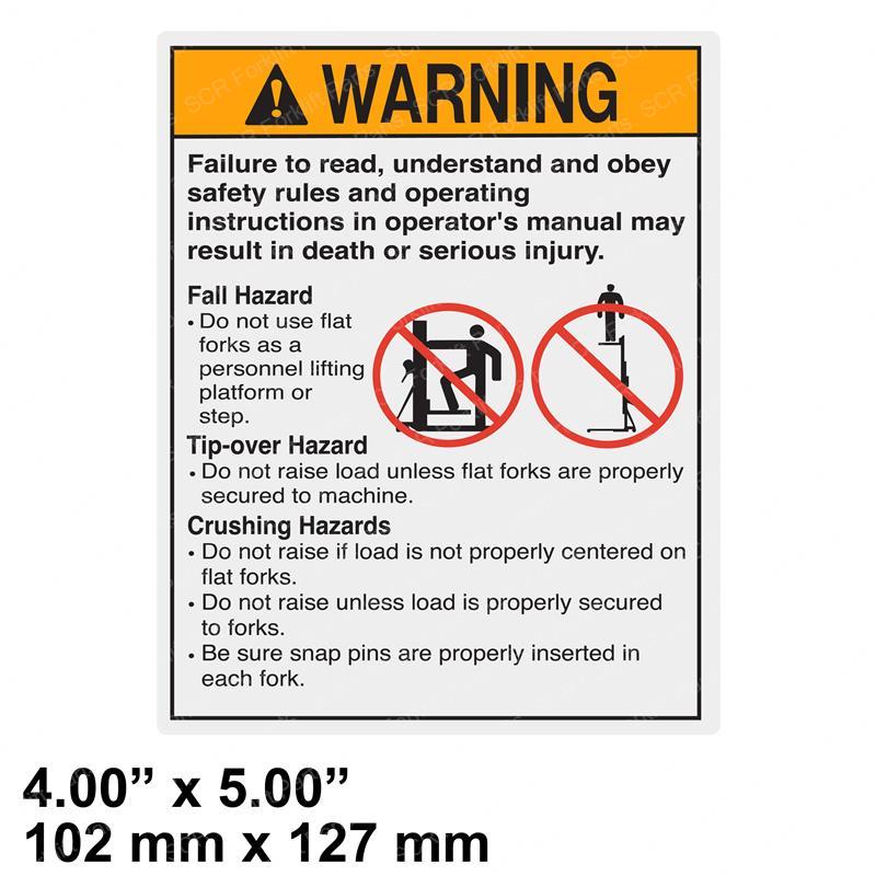 DECAL WARNING FLAT FORK SAFETY GN32718 gn32718 product image