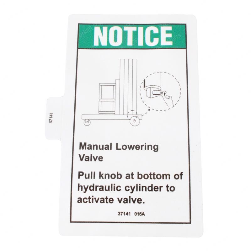DECAL NOTICE MANUAL LOWERING GN37141GT gn37141gt product image