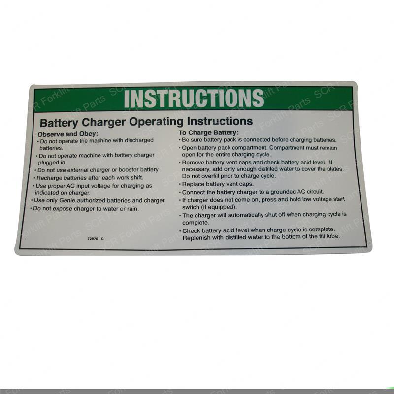 DECAL NOTICE CHARGER INSTRUC JLGN72970 jlgn72970 product image