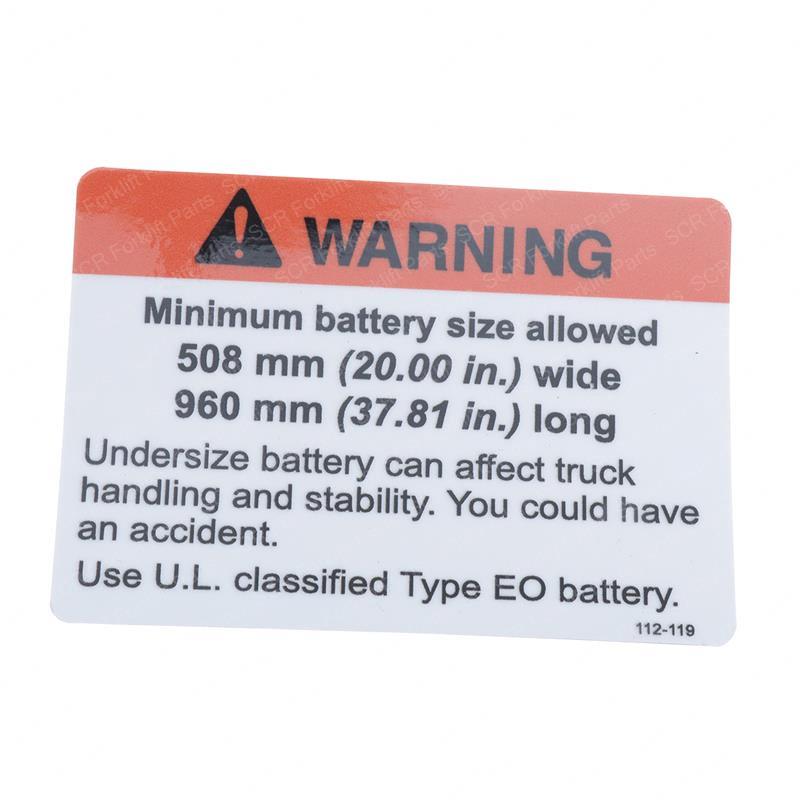 DECAL - WARNING BATTERY SIZE CR69112-119 cr69112-119 product image