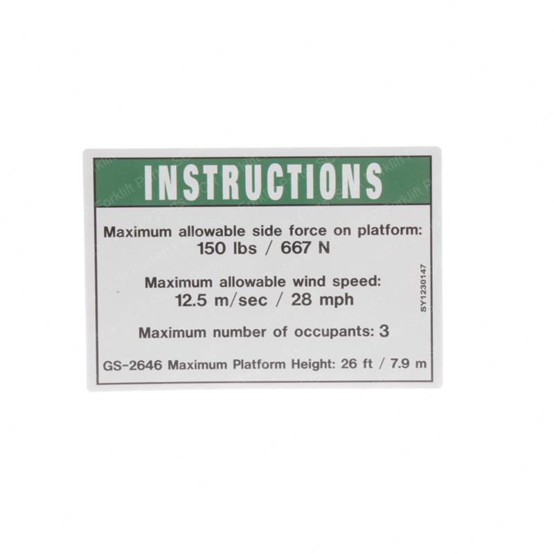 DECAL - SIDE FORCE/WIND SPEED JLGN82729GT jlgn82729gt product image