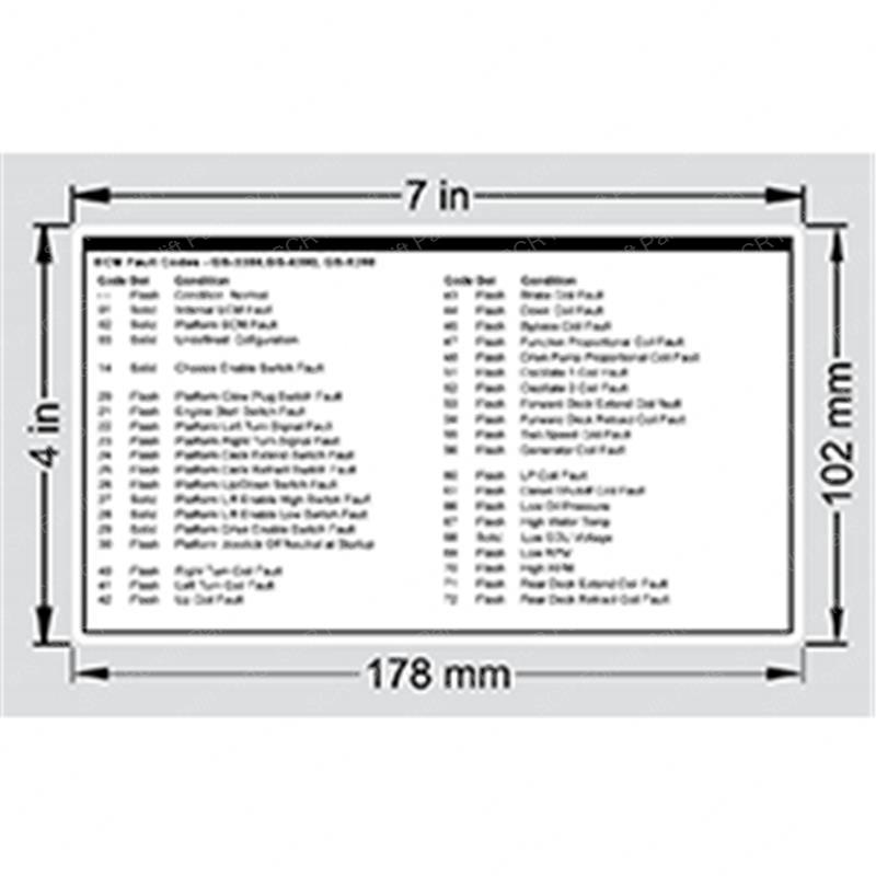 DECAL - ECM FAULT CODES SY1230675 sy1230675 product image