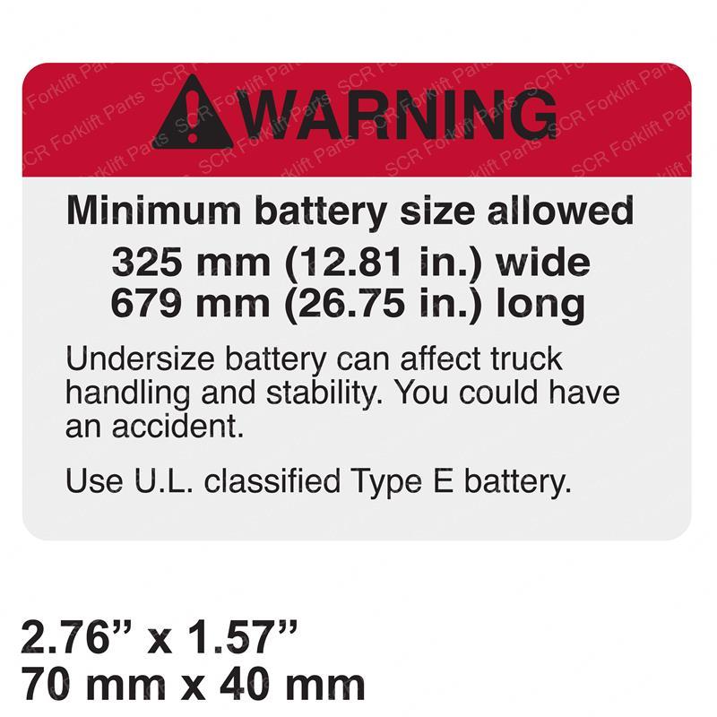 DECAL - WARNING BATTERY SIZE CR069014-009 cr069014-009 product image