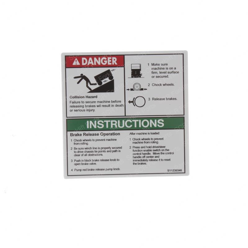 DECAL - BRAKE RELEASE OPERATOR GNT107029GT gnt107029gt product image