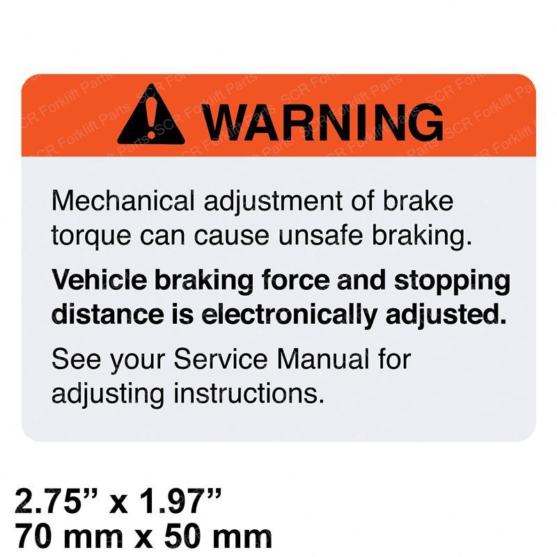 WARNING BRAKE ADJUSTMENT CR0.069177 cr0-069177 product image