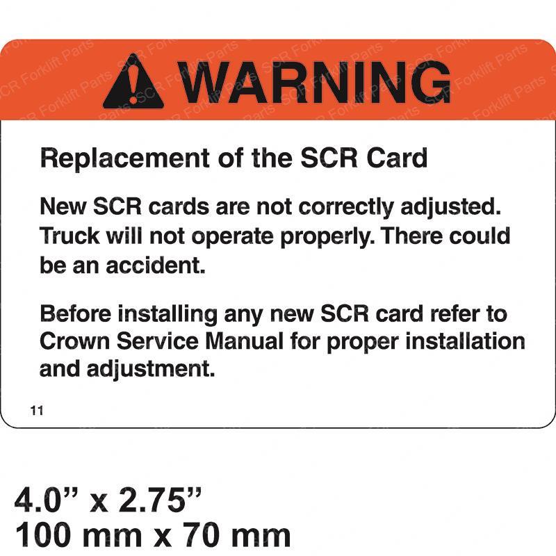 WARNING SCR CARD CR69011 cr69011 product image