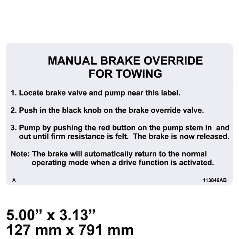 DECAL - MANUAL BRAKE RELEASE JL113846 jl113846 product image