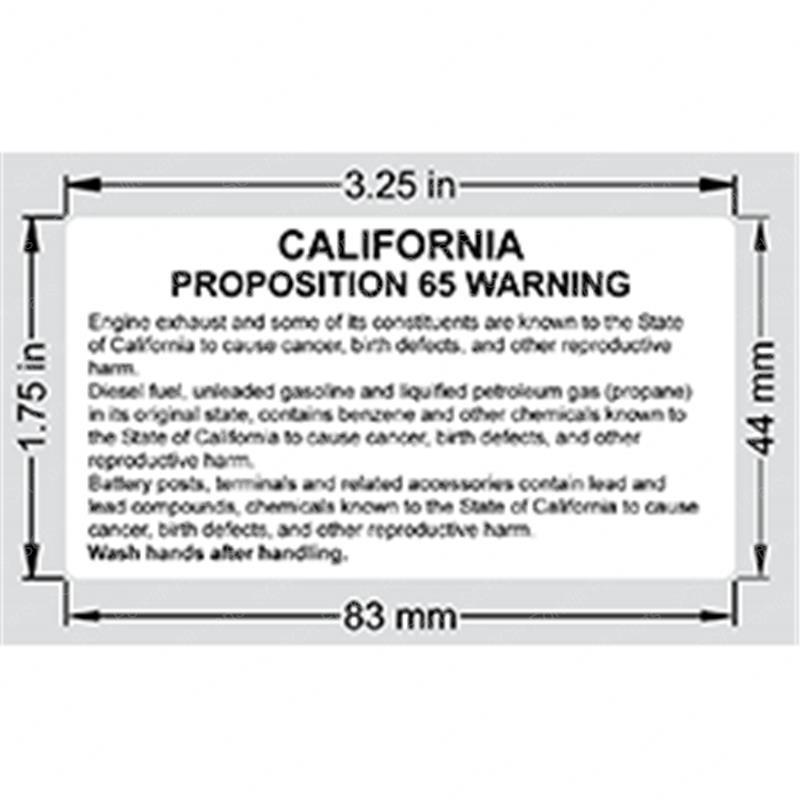 DECAL - CAILF PROP 65 WARNING GNSJ114252GT gnsj114252gt product image