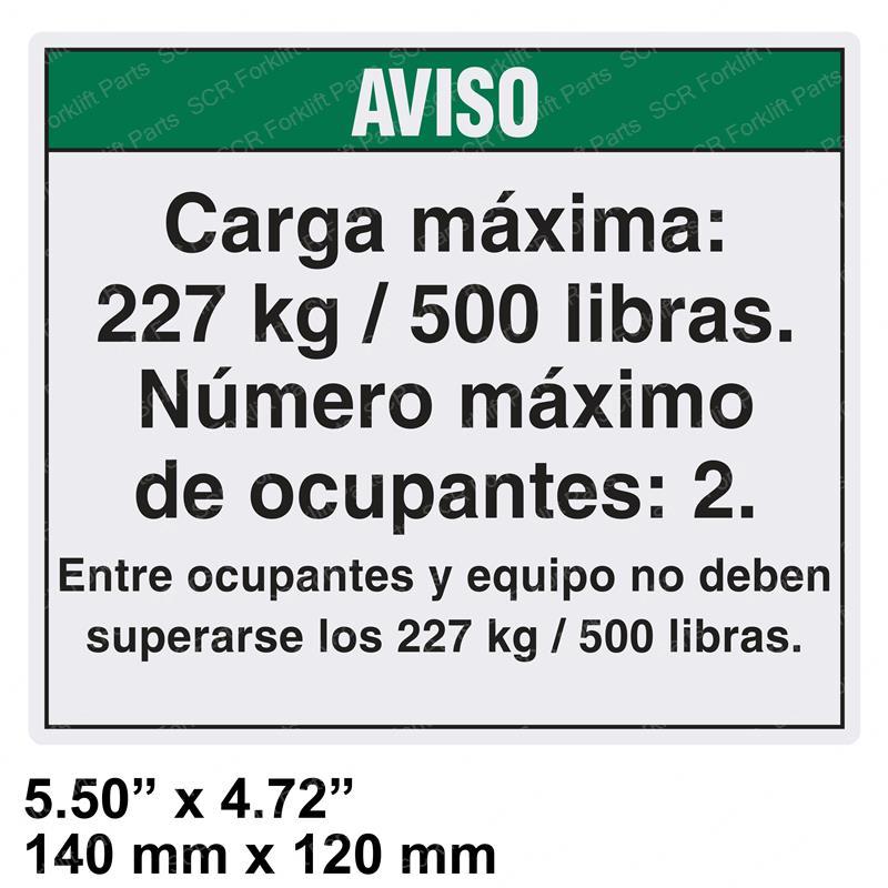 DECAL - NOTICE MAX LOAD 500 LBS GN37052SP gn37052sp product image